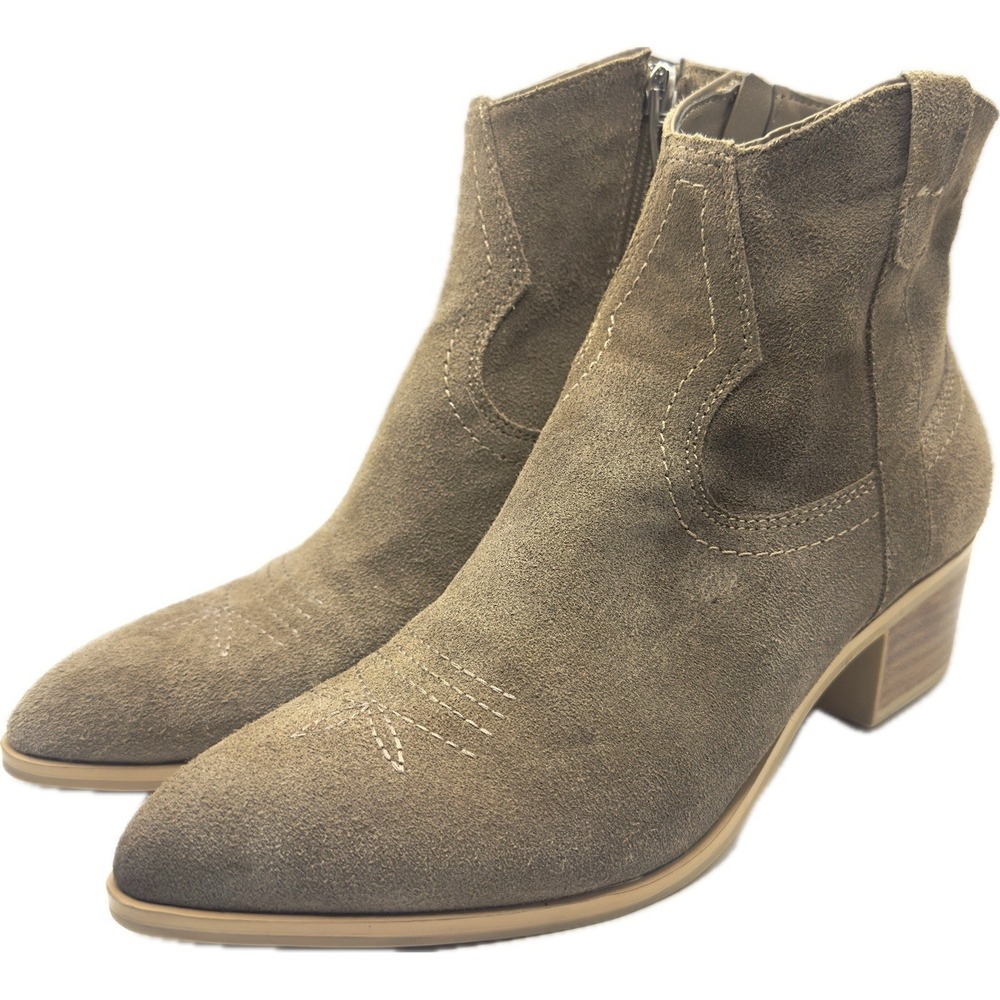 Dolce Vita Silma Ankle Booties Taupe Truffle Suede Womens 8 Western Cowgirl
